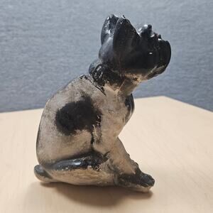 Vintage Painted Chalkware French Bulldog Signed Dated 1926 County Fair 100 years